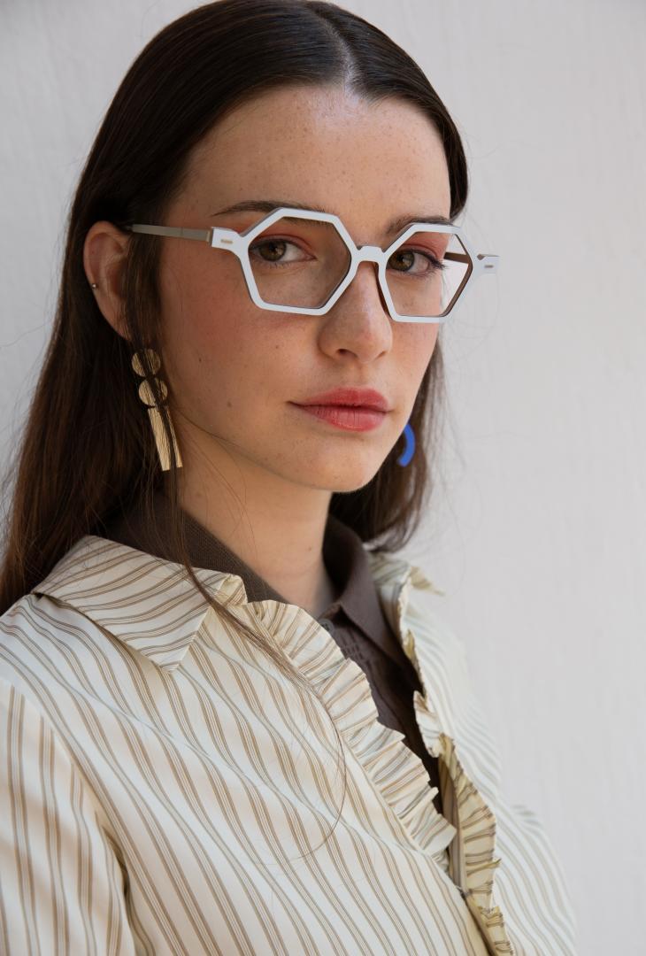 Nina Mur Ziggy Eyeglasses Sky Blue Wooden Eyewear Model
