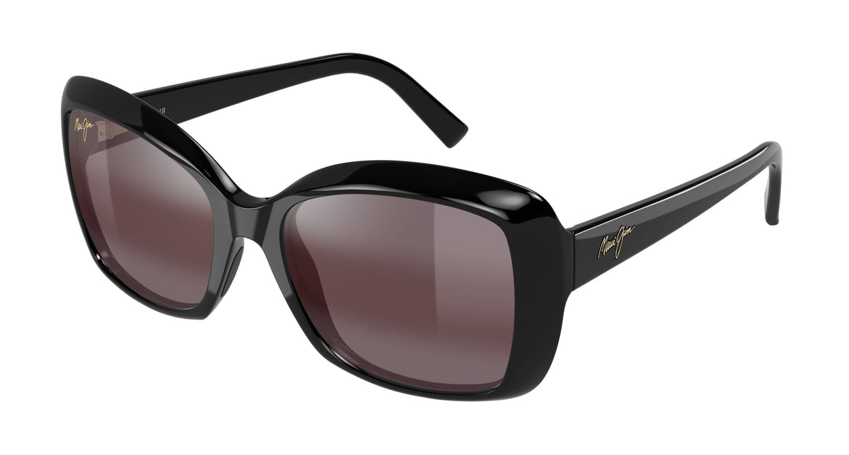 Maui Jim Orchid sunglasses in Shiny Black - Maui Rose, angled view
