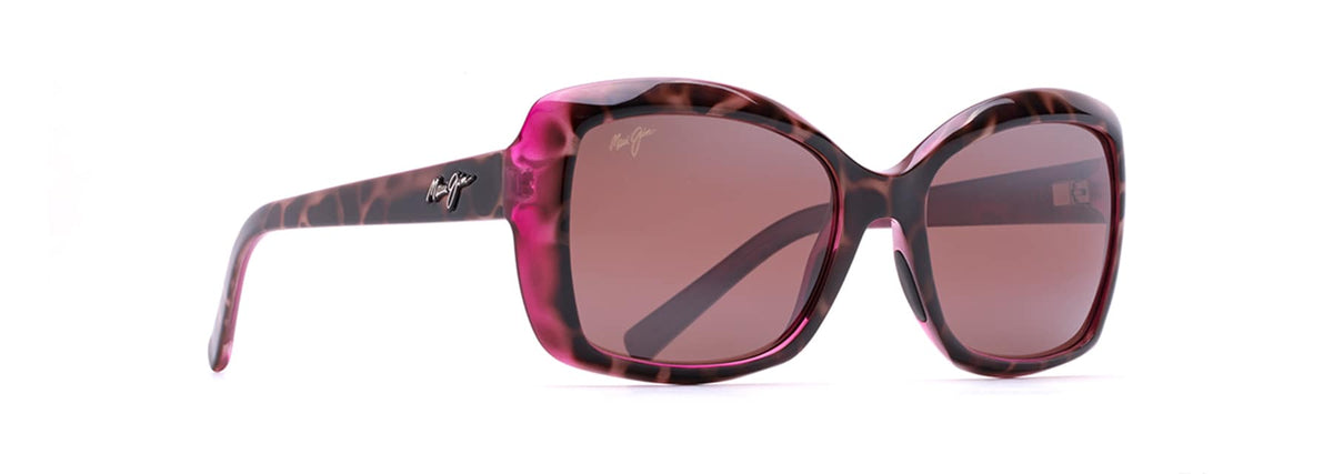 Maui Jim Orchid sunglasses in Shiny Tortoise with Raspberry, angled view