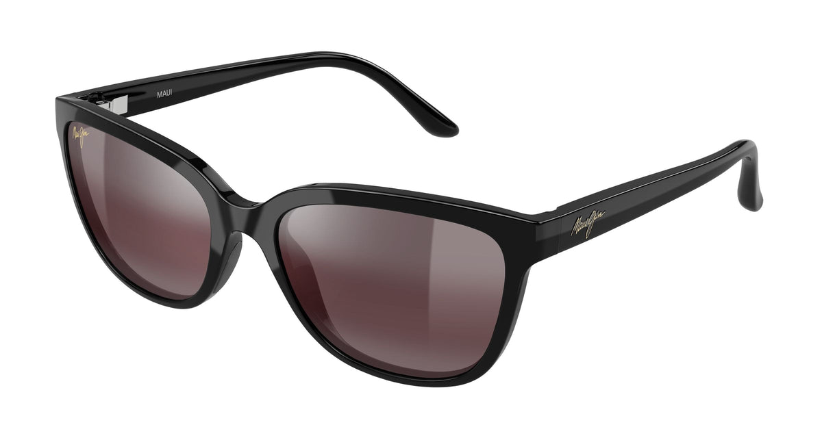 Maui Jim Honi sunglasses in Shiny Black - Maui Rose, angled view