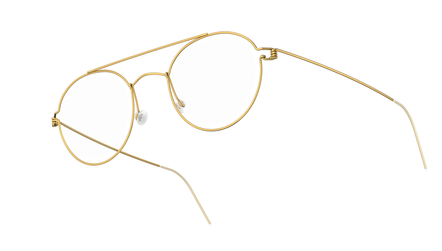 LINDBERG Air Titanium Rim Teitur — Gold — titanium eyeglasses — angled three-quarter view — official product render