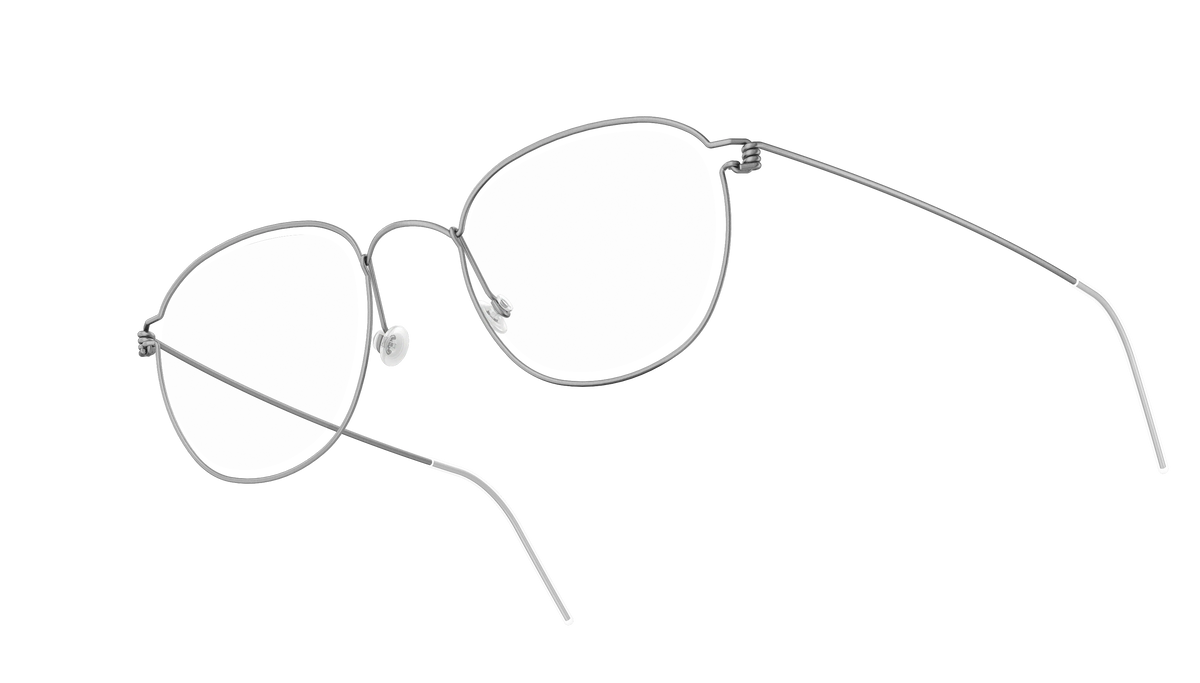 LINDBERG Air Titanium Rim Max — Silver — titanium eyeglasses — angled three-quarter view — official product render