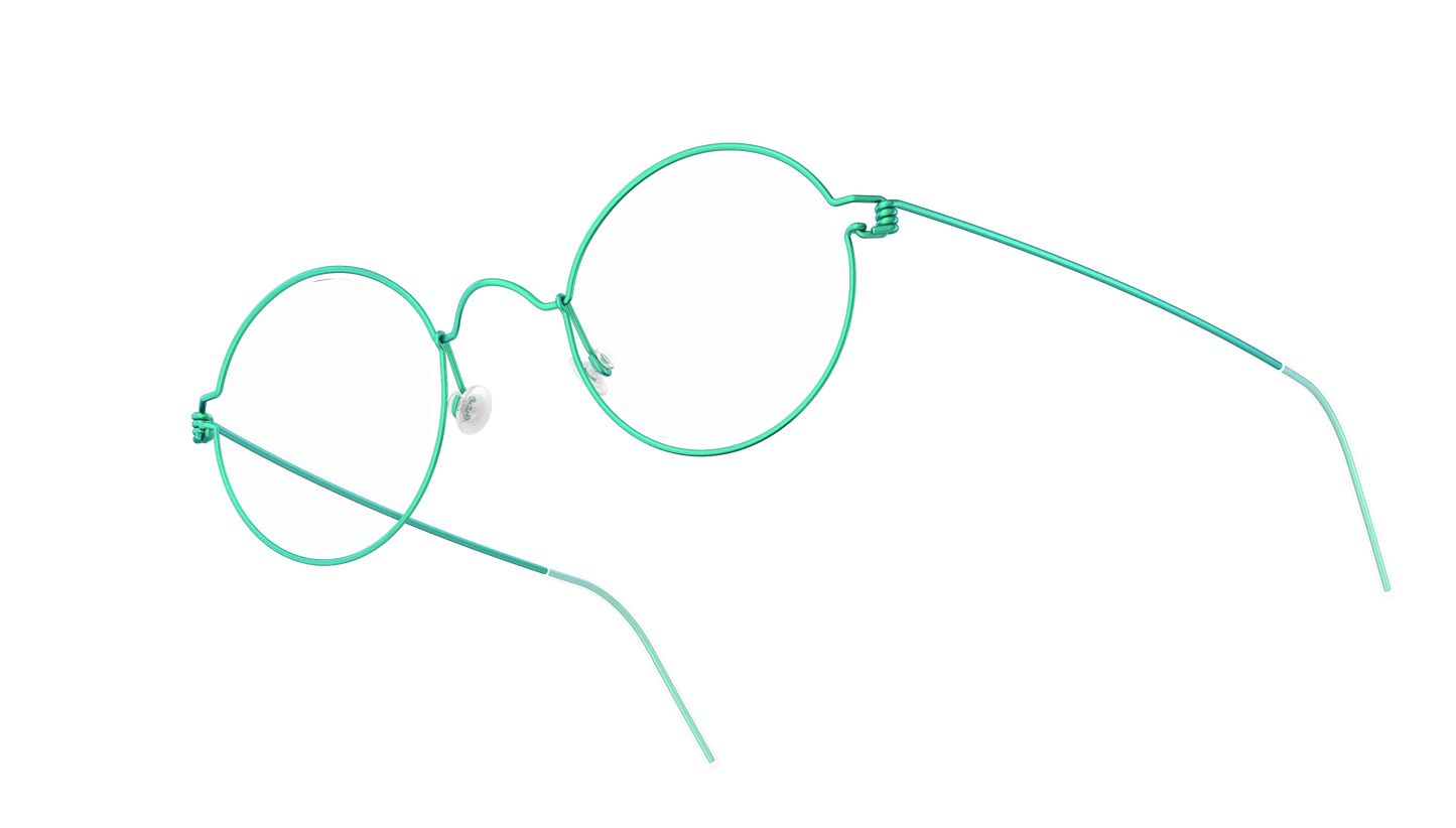 LINDBERG Air Titanium Rim Harley — Teal — titanium eyeglasses — angled three-quarter view — official product render