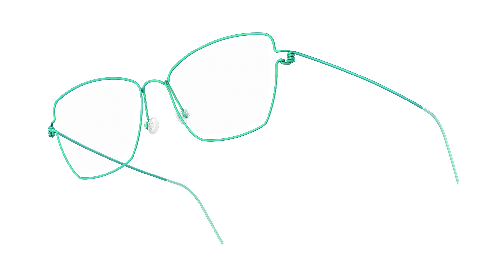 LINDBERG Air Titanium Rim Karla — Teal — titanium eyeglasses — angled three-quarter view — official product render