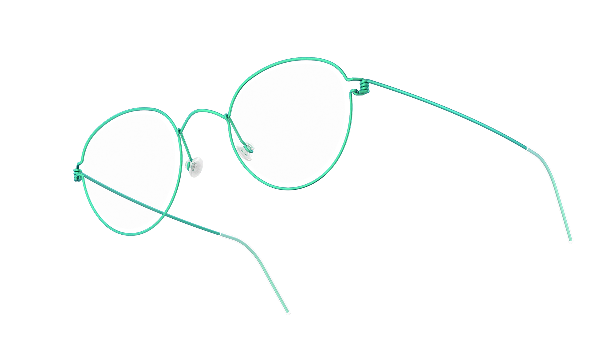 LINDBERG Air Titanium Rim Jackie — Teal — titanium eyeglasses — angled three-quarter view — official product render