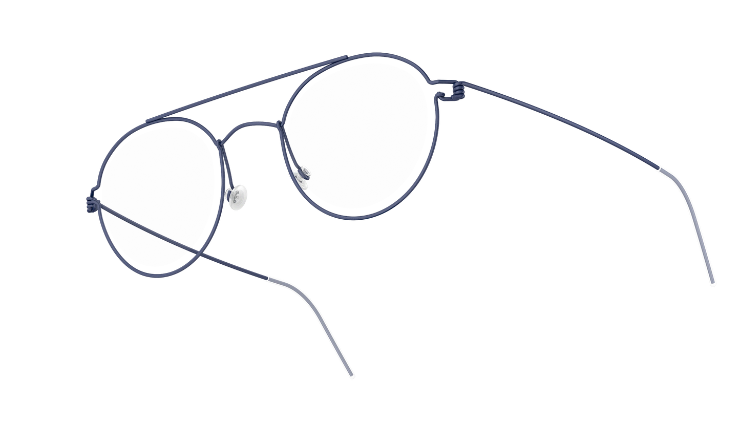 LINDBERG Air Titanium Rim Teitur — Navy — titanium eyeglasses — angled three-quarter view — official product render