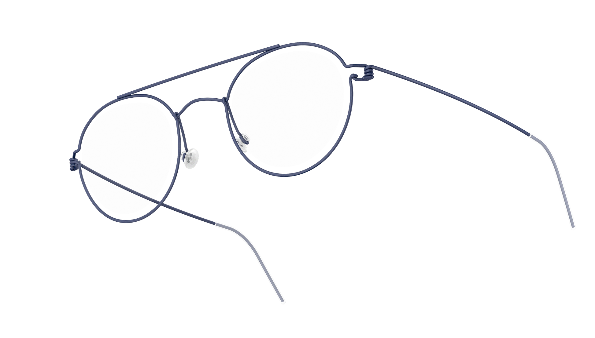 LINDBERG Air Titanium Rim Teitur — Navy — titanium eyeglasses — angled three-quarter view — official product render