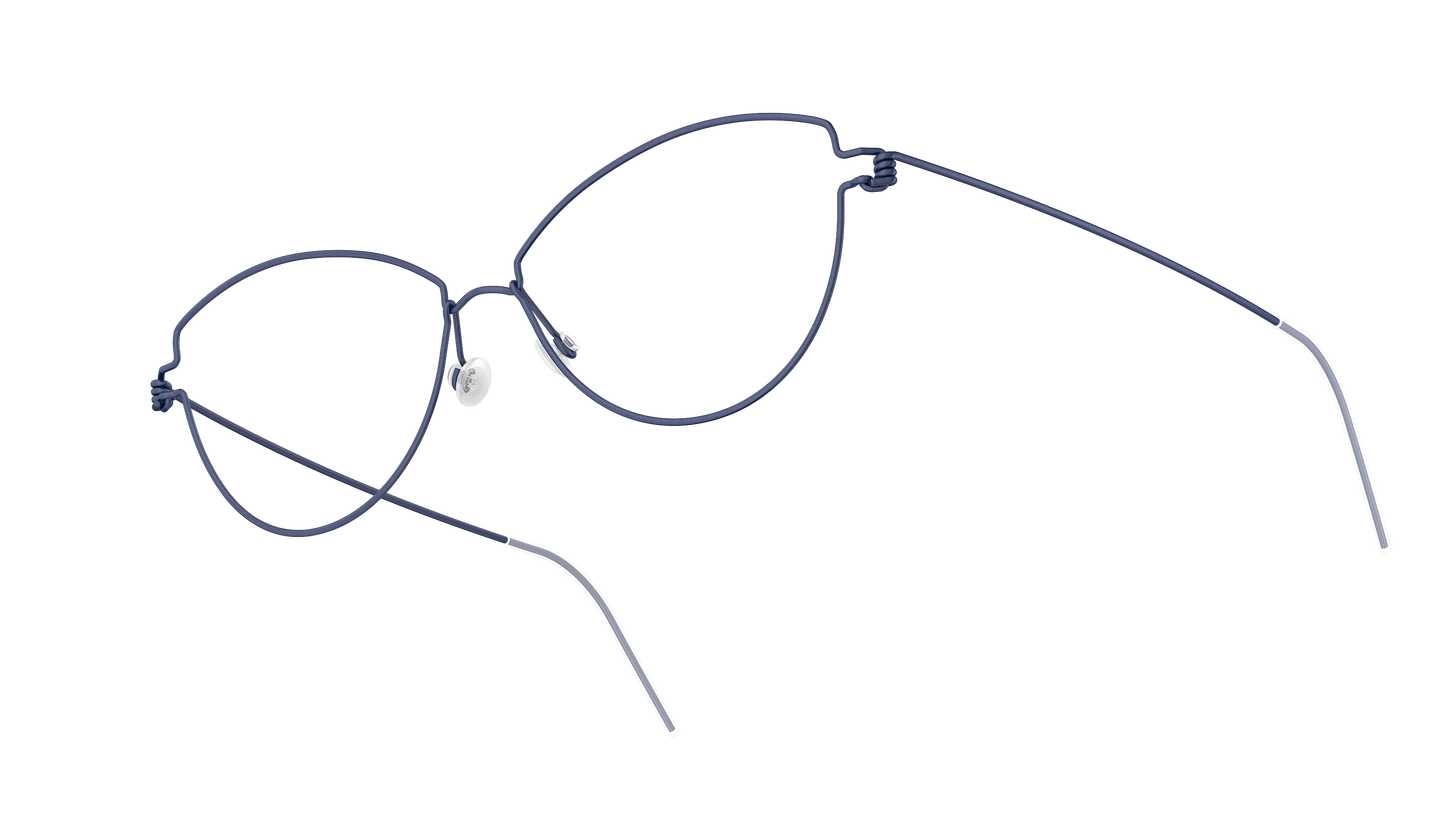 LINDBERG Air Titanium Rim Rachel — Navy — titanium eyeglasses — angled three-quarter view — official product render