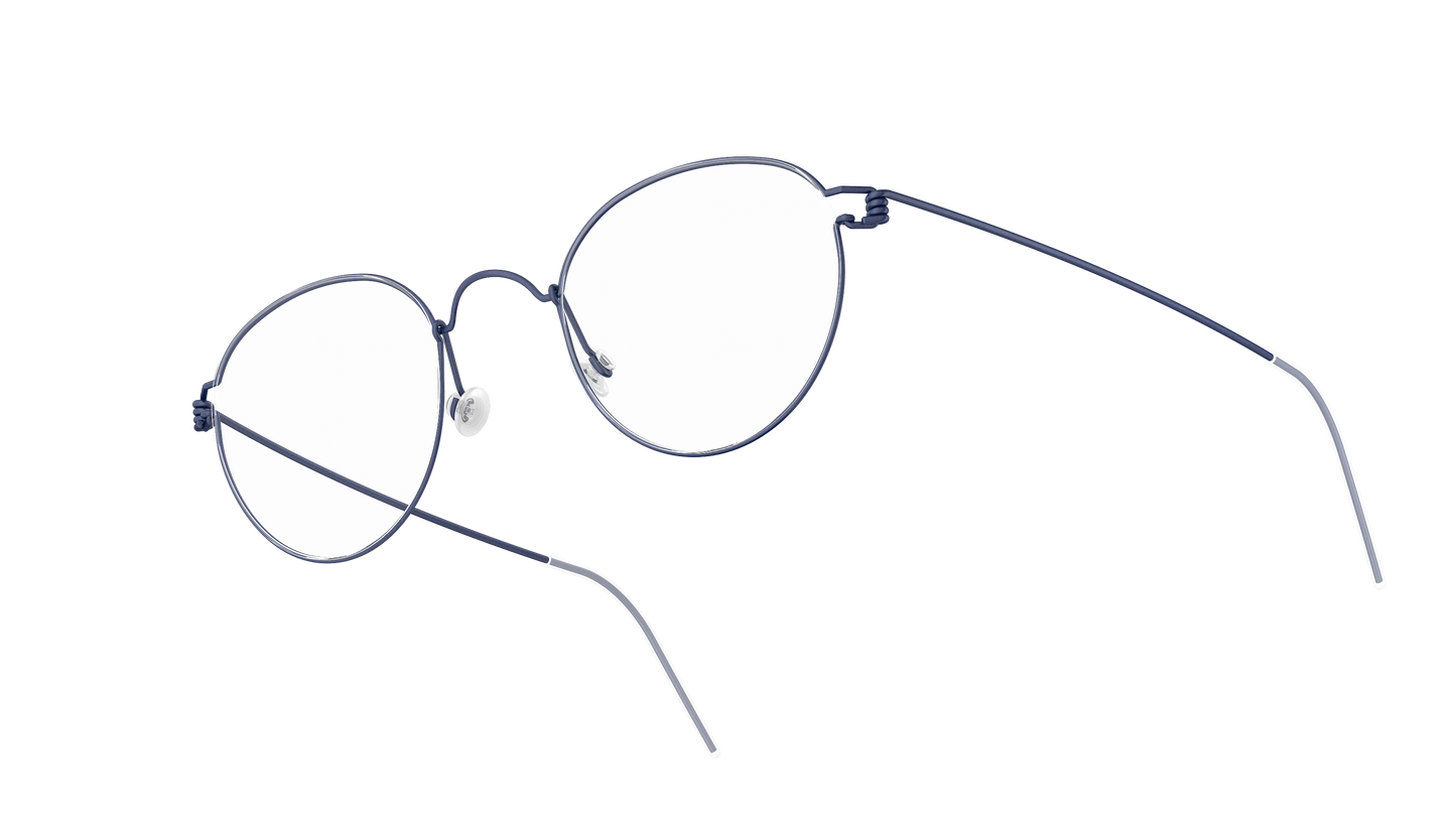 LINDBERG Air Titanium Rim Matt — Navy — titanium eyeglasses — angled three-quarter view — official product render