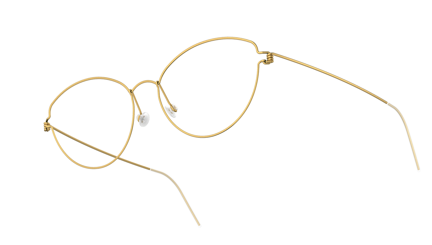 LINDBERG Air Titanium Rim Katrine — Gold — titanium eyeglasses — angled three-quarter view — official product render