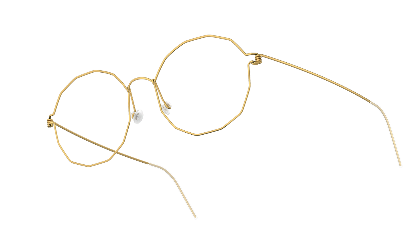 LINDBERG Air Titanium Rim Mette — Gold — titanium eyeglasses — angled three-quarter view — official product render
