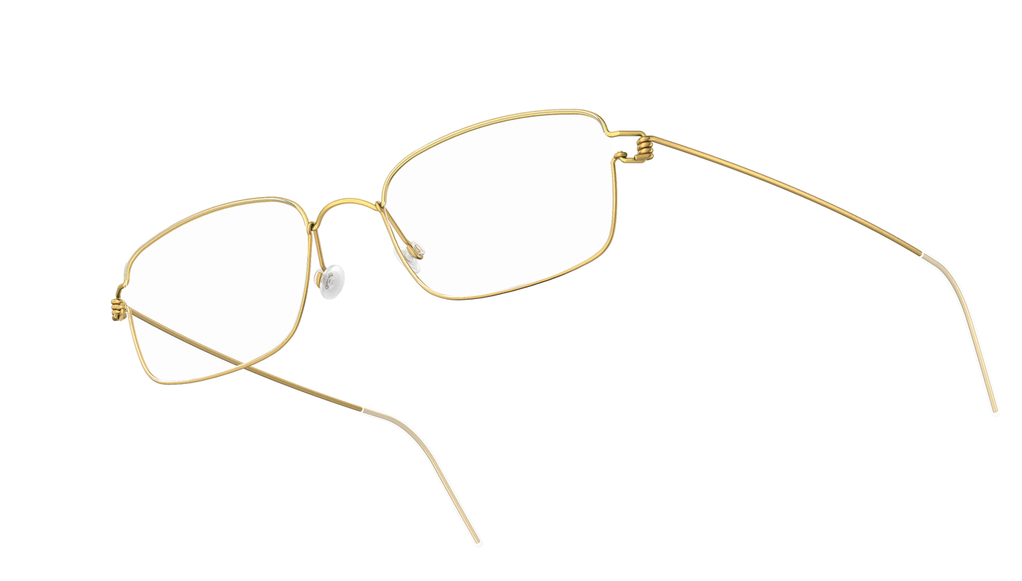 LINDBERG Air Titanium Rim Alvis — Gold — titanium eyeglasses — angled three-quarter view — official product render