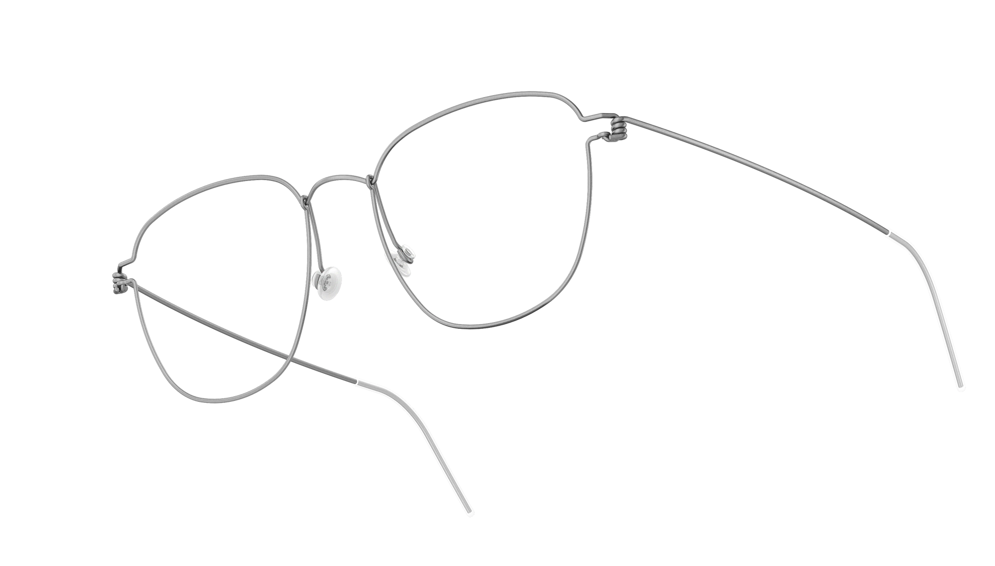 LINDBERG Air Titanium Rim Simon — Silver — titanium eyeglasses — angled three-quarter view — official product render