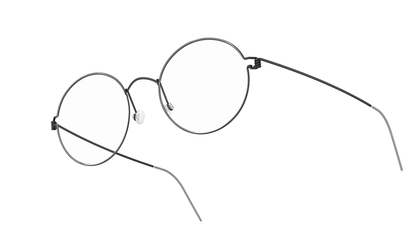 LINDBERG Air Titanium Rim Dakota — Black — titanium eyeglasses — angled three-quarter view — official product render