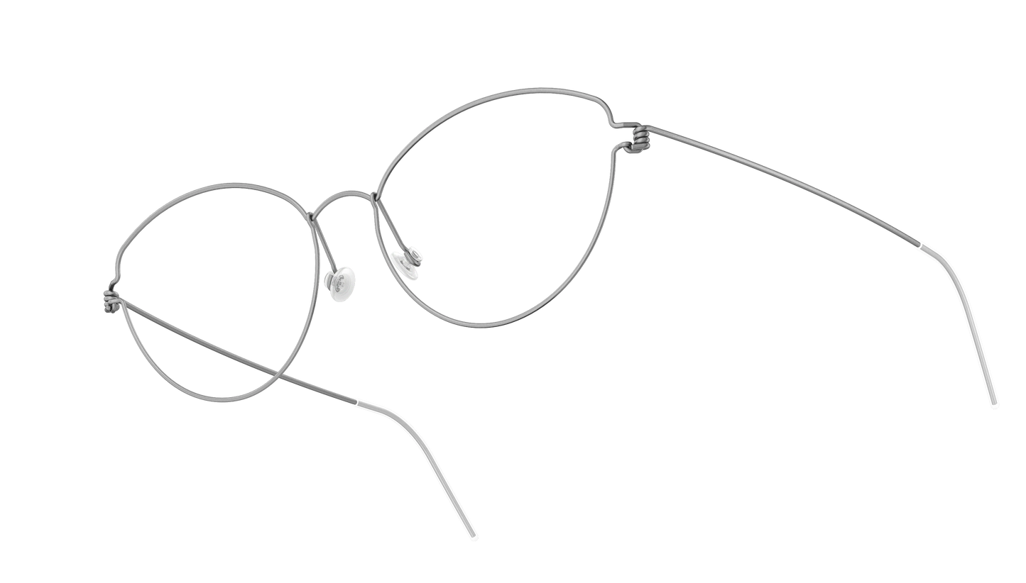LINDBERG Air Titanium Rim Katrine — Silver — titanium eyeglasses — angled three-quarter view — official product render