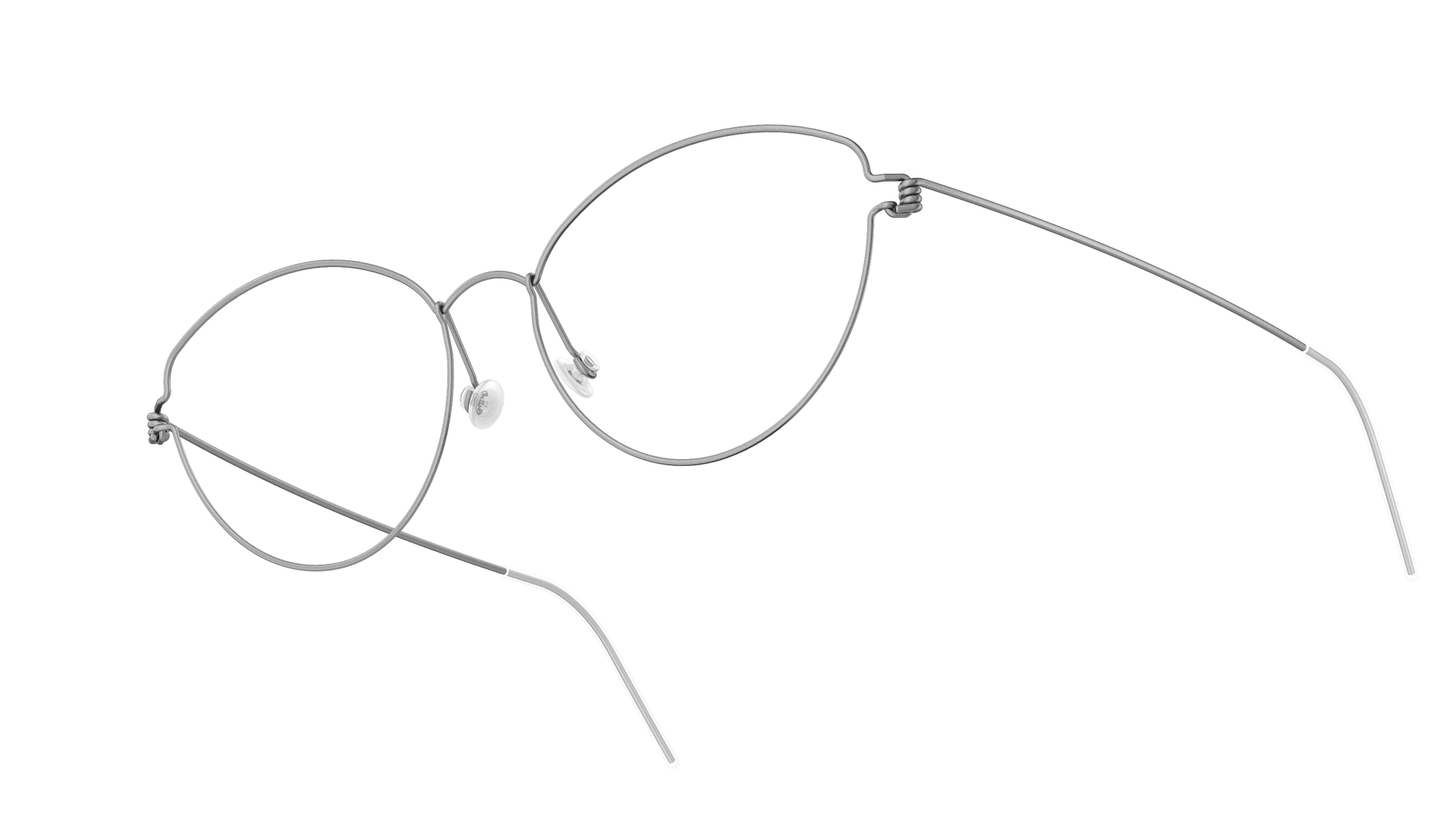 LINDBERG Air Titanium Rim Katrine — Silver — titanium eyeglasses — angled three-quarter view — official product render