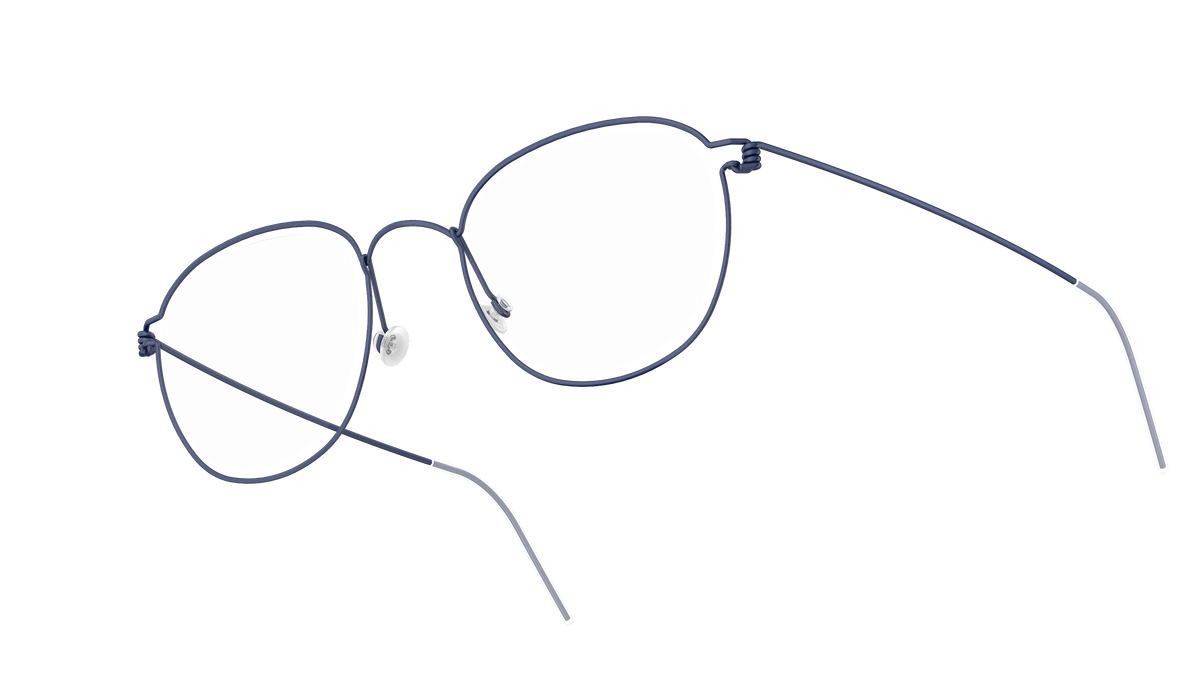 LINDBERG Air Titanium Rim Max — Navy — titanium eyeglasses — angled three-quarter view — official product render