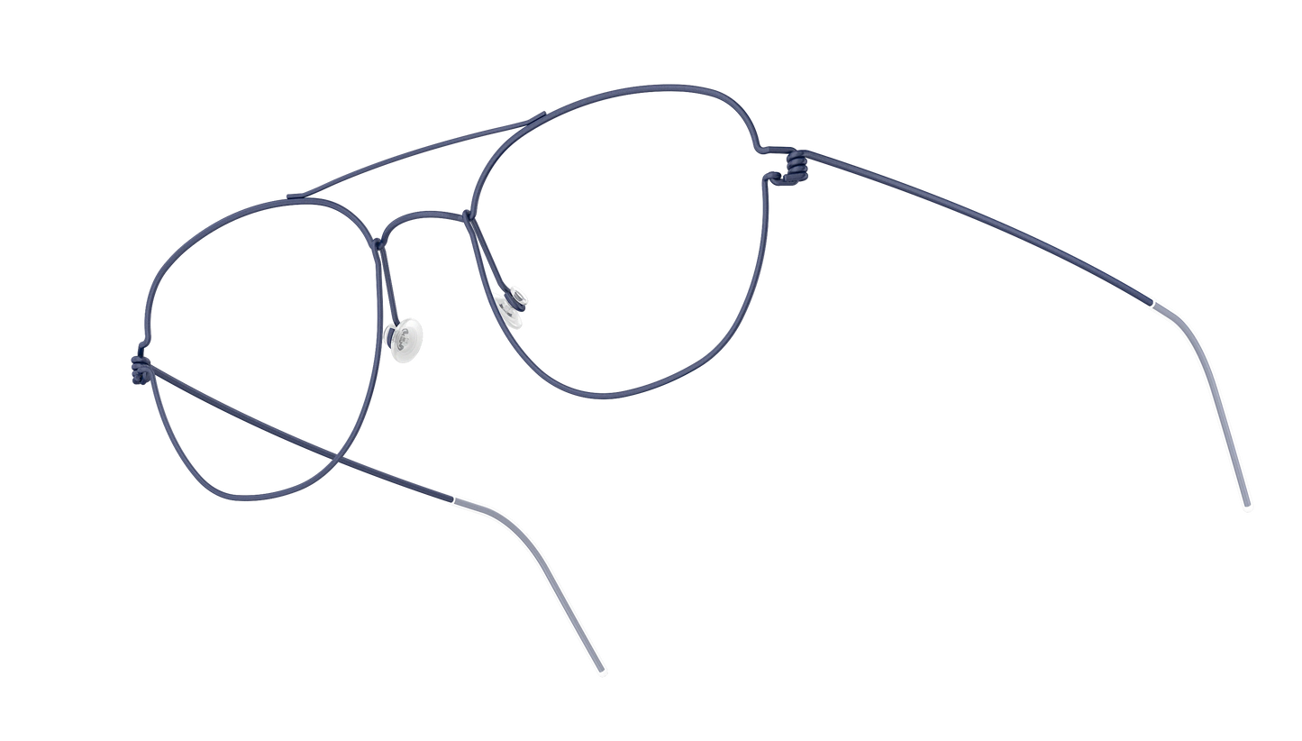 LINDBERG Air Titanium Rim William — Navy — titanium eyeglasses — angled three-quarter view — official product render