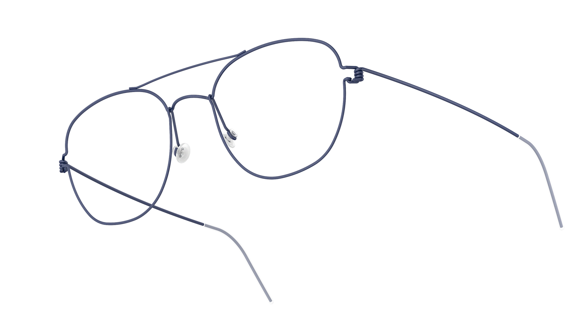 LINDBERG Air Titanium Rim William — Navy — titanium eyeglasses — angled three-quarter view — official product render
