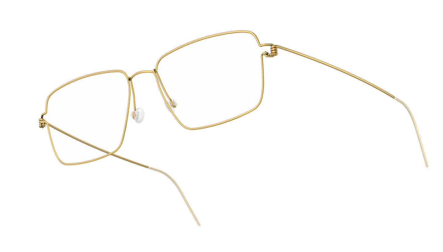 LINDBERG Air Titanium Rim Aaron — Gold — titanium eyeglasses — angled three-quarter view — official product render