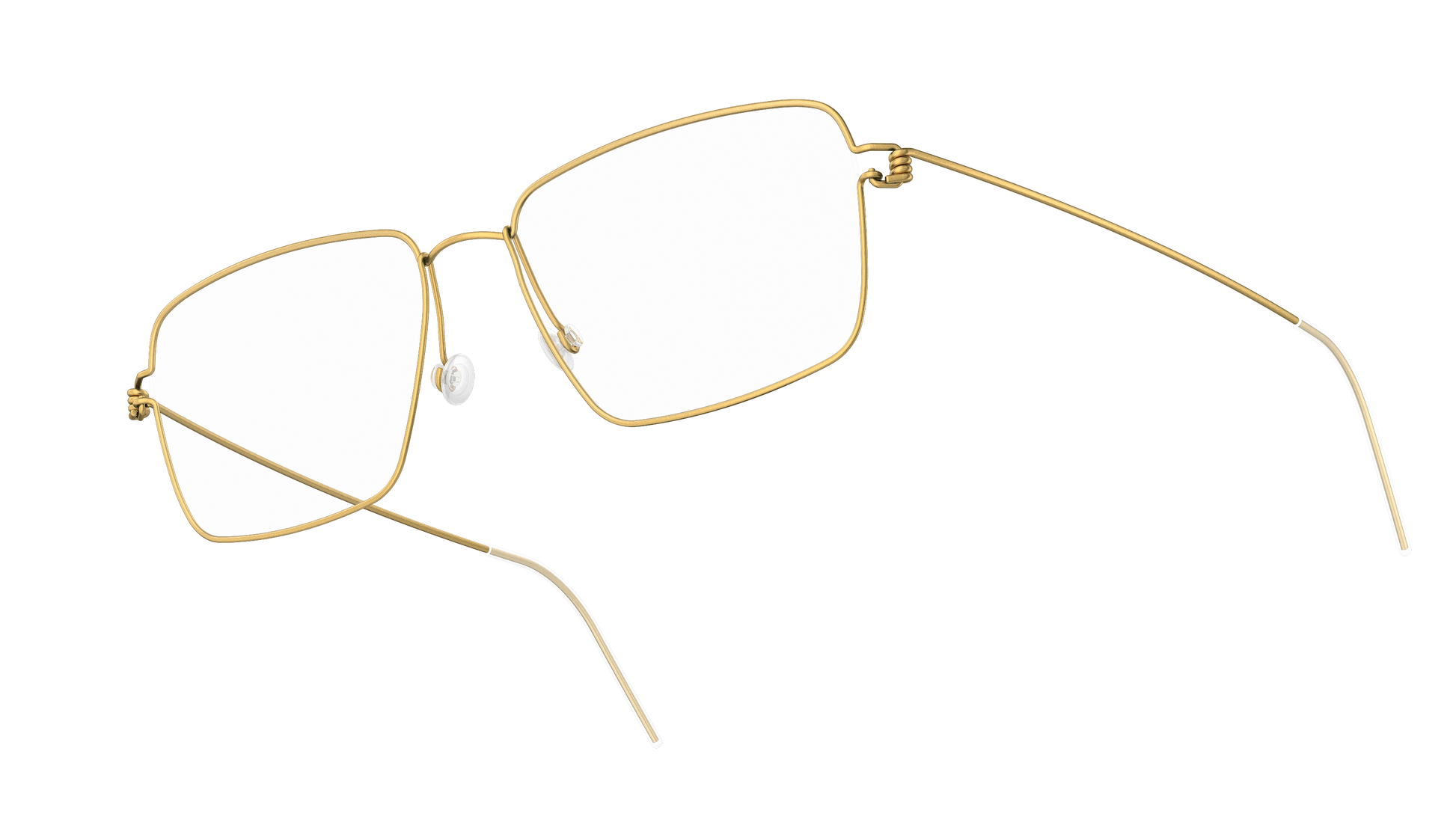 LINDBERG Air Titanium Rim Aaron — Gold — titanium eyeglasses — angled three-quarter view — official product render
