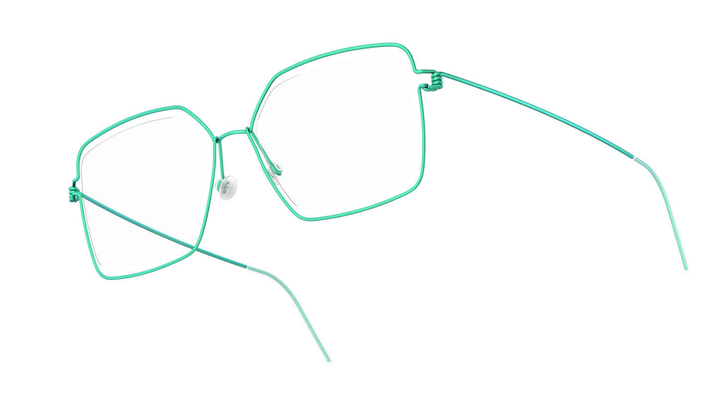 LINDBERG Air Titanium Rim Karen — Teal — titanium eyeglasses — angled three-quarter view — official product render