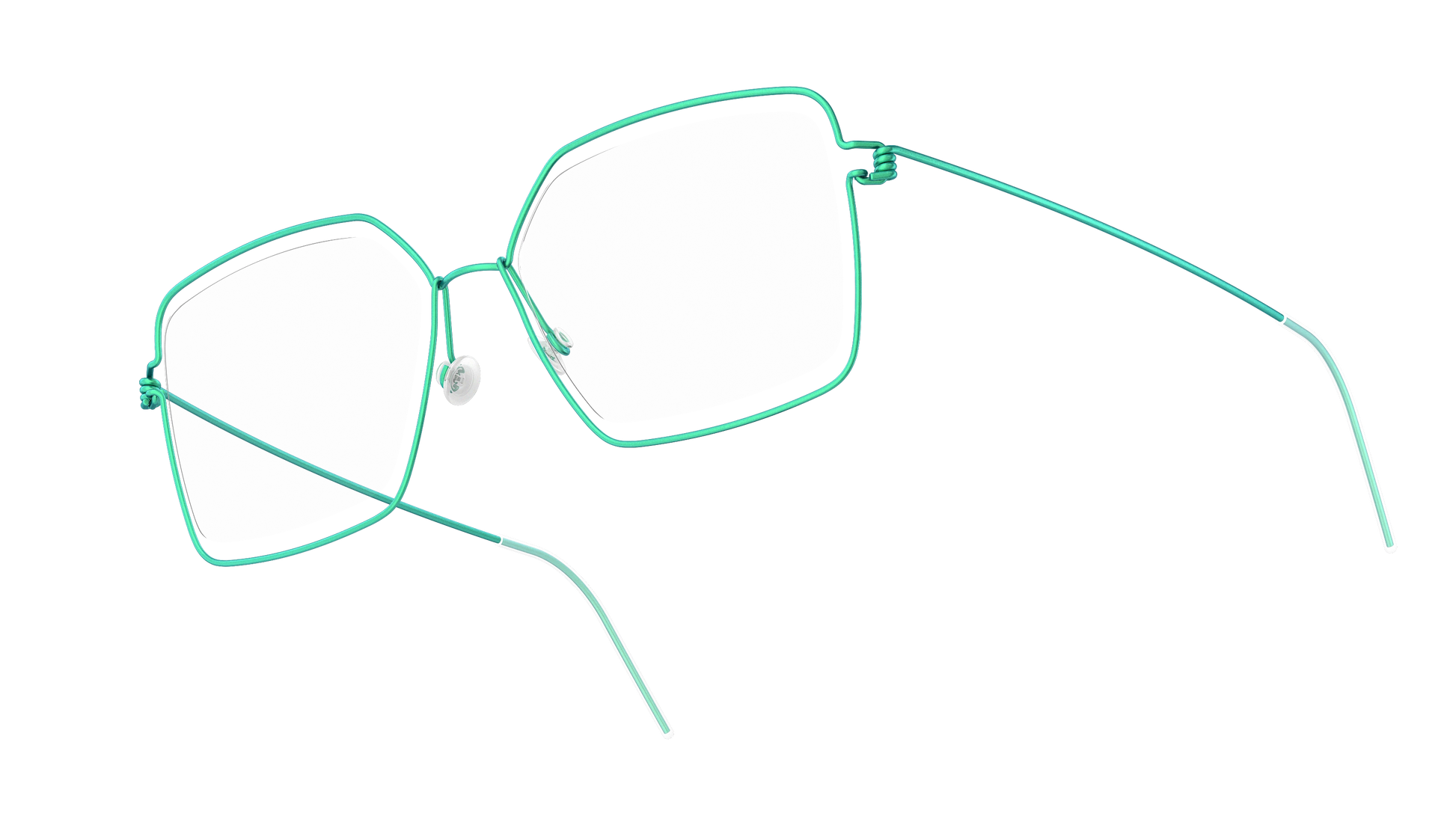 LINDBERG Air Titanium Rim Karen — Teal — titanium eyeglasses — angled three-quarter view — official product render