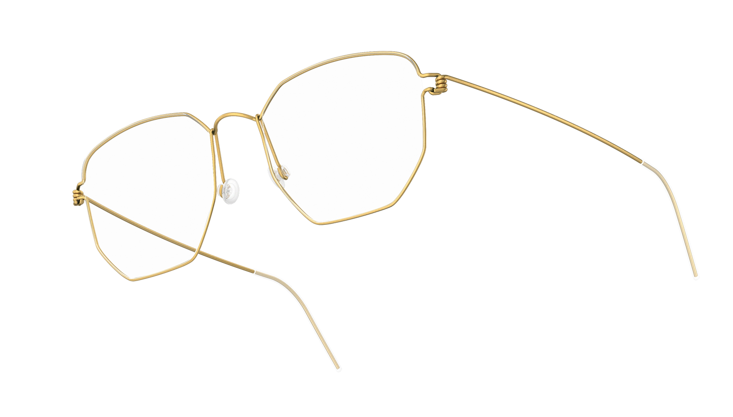 LINDBERG Air Titanium Rim Esben — Gold — titanium eyeglasses — angled three-quarter view — official product render