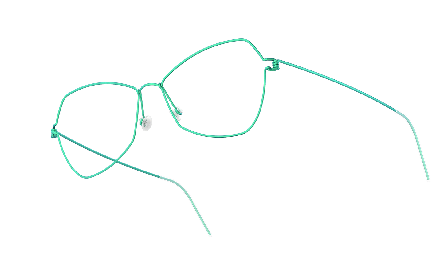 LINDBERG Air Titanium Rim Mathilde — Teal — titanium eyeglasses — angled three-quarter view — official product render