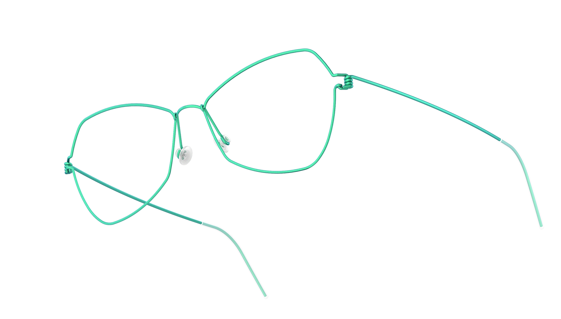 LINDBERG Air Titanium Rim Mathilde — Teal — titanium eyeglasses — angled three-quarter view — official product render