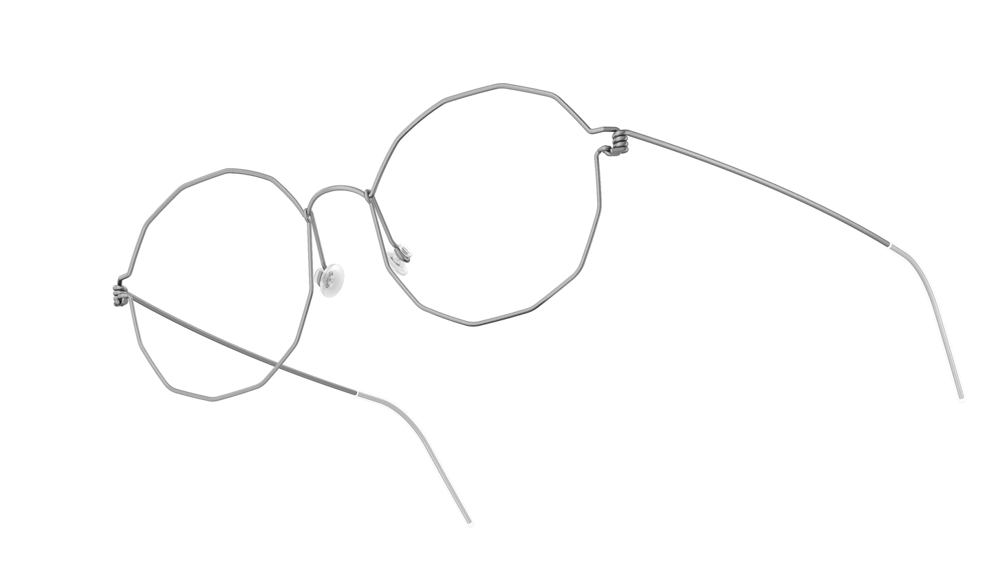LINDBERG Air Titanium Rim Mette — Silver — titanium eyeglasses — angled three-quarter view — official product render