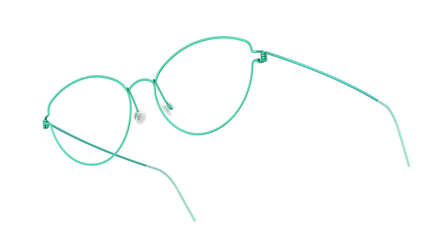 LINDBERG Air Titanium Rim Katrine — Teal — titanium eyeglasses — angled three-quarter view — official product render