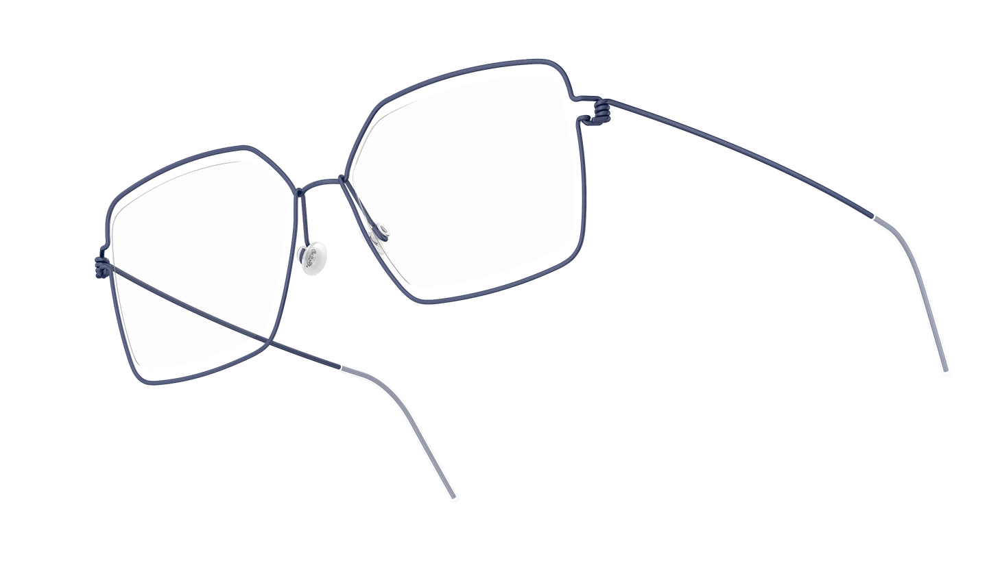 LINDBERG Air Titanium Rim Karen — Navy — titanium eyeglasses — angled three-quarter view — official product render