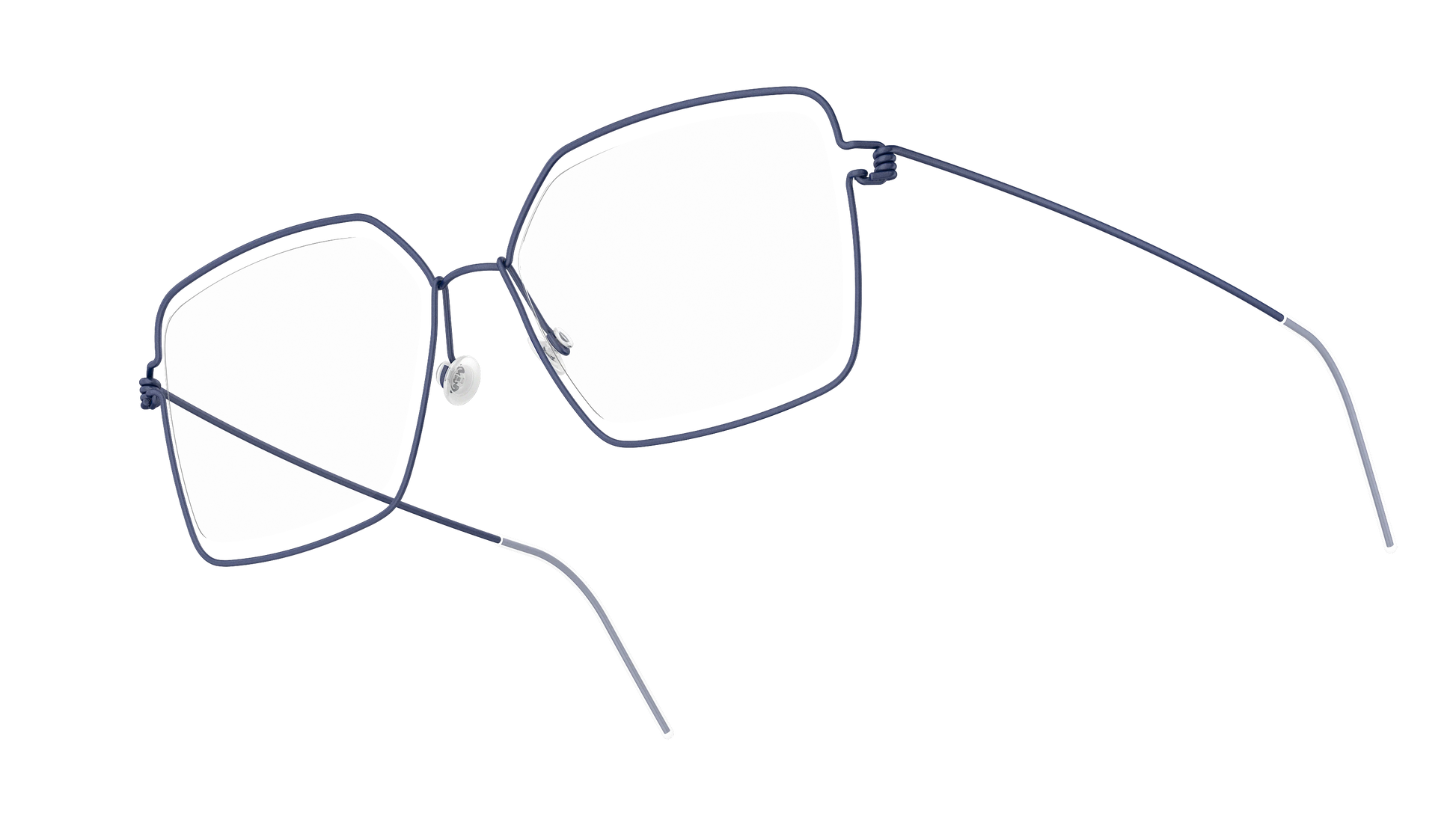 LINDBERG Air Titanium Rim Karen — Navy — titanium eyeglasses — angled three-quarter view — official product render
