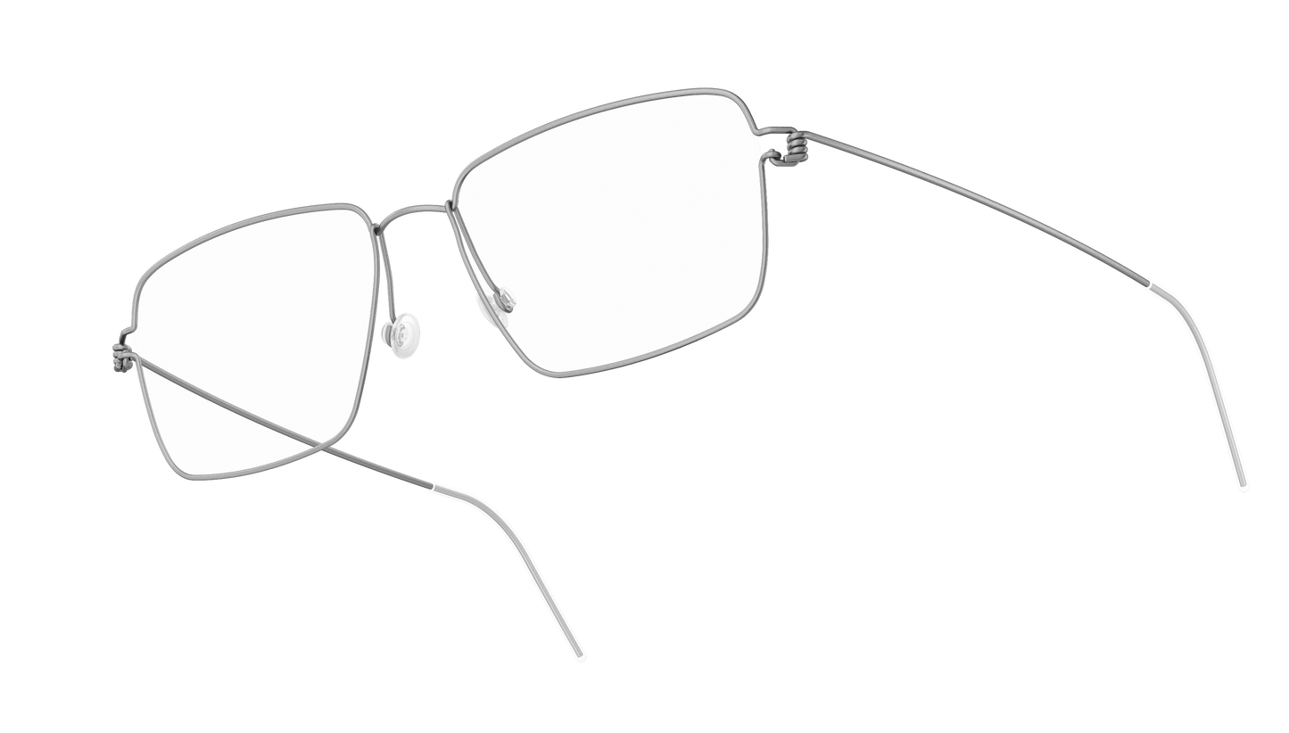 LINDBERG Air Titanium Rim Aaron — Silver — titanium eyeglasses — angled three-quarter view — official product render
