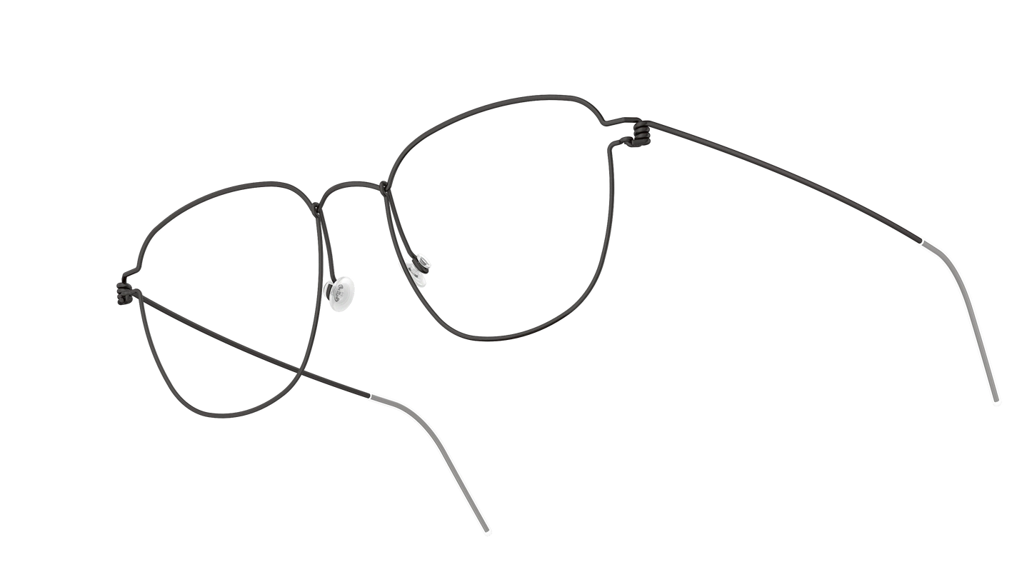LINDBERG Air Titanium Rim Simon — Black — titanium eyeglasses — angled three-quarter view — official product render