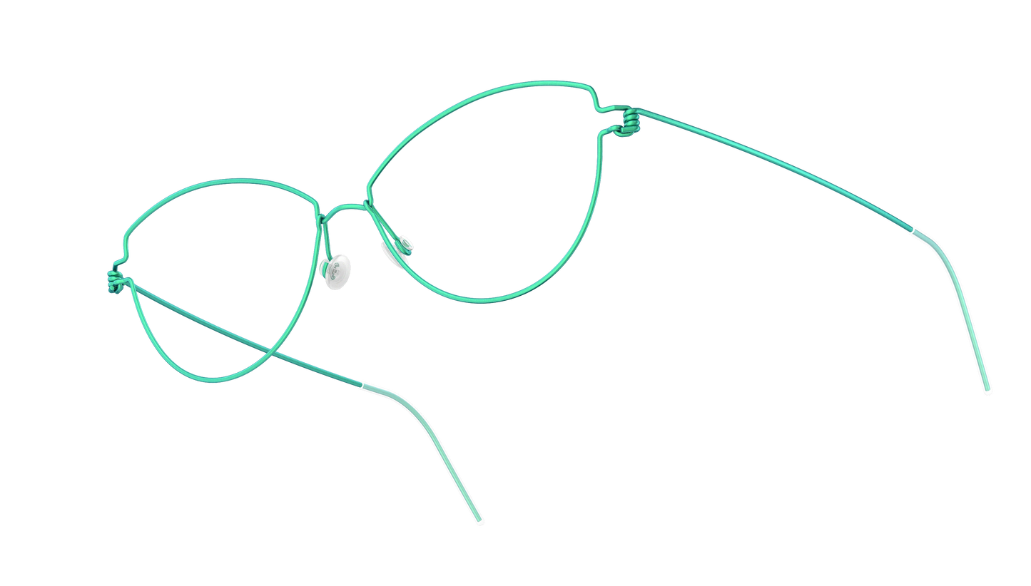LINDBERG Air Titanium Rim Rachel — Teal — titanium eyeglasses — angled three-quarter view — official product render