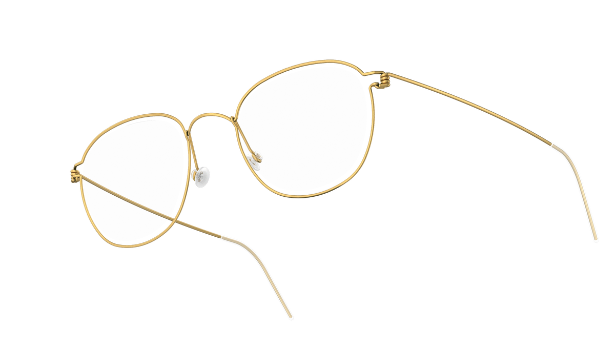 LINDBERG Air Titanium Rim Max — Gold — titanium eyeglasses — angled three-quarter view — official product render