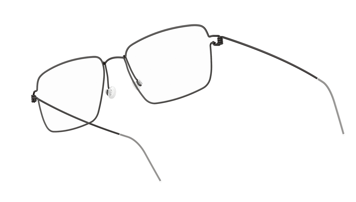 LINDBERG Air Titanium Rim Aaron — Black — titanium eyeglasses — angled three-quarter view — official product render