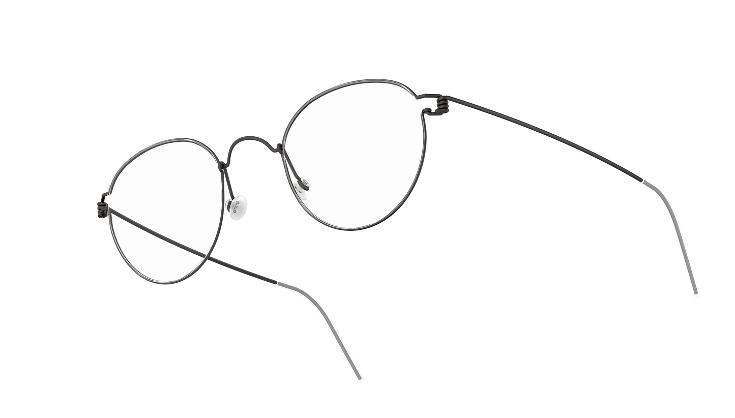 LINDBERG Air Titanium Rim Matt — Black — titanium eyeglasses — angled three-quarter view — official product render
