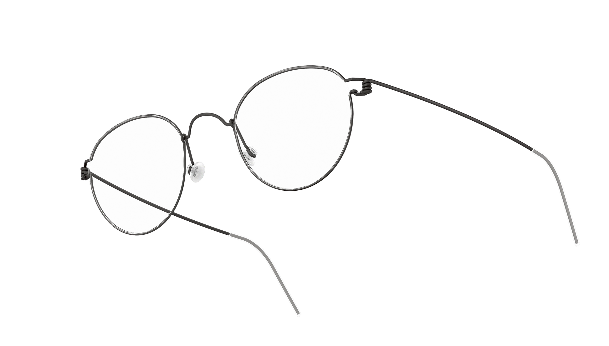 LINDBERG Air Titanium Rim Matt — Black — titanium eyeglasses — angled three-quarter view — official product render