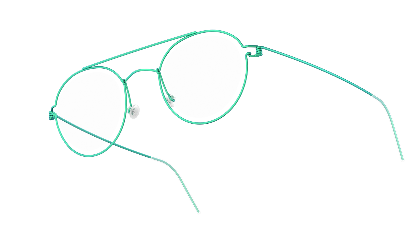 LINDBERG Air Titanium Rim Teitur — Teal — titanium eyeglasses — angled three-quarter view — official product render
