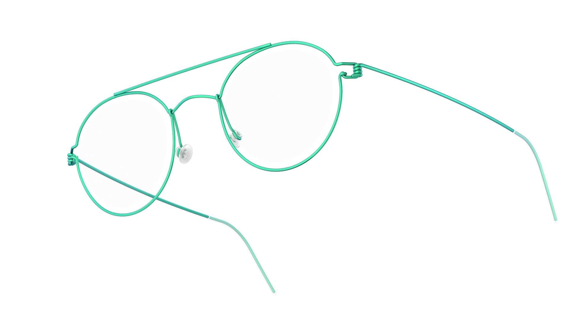 LINDBERG Air Titanium Rim Teitur — Teal — titanium eyeglasses — angled three-quarter view — official product render