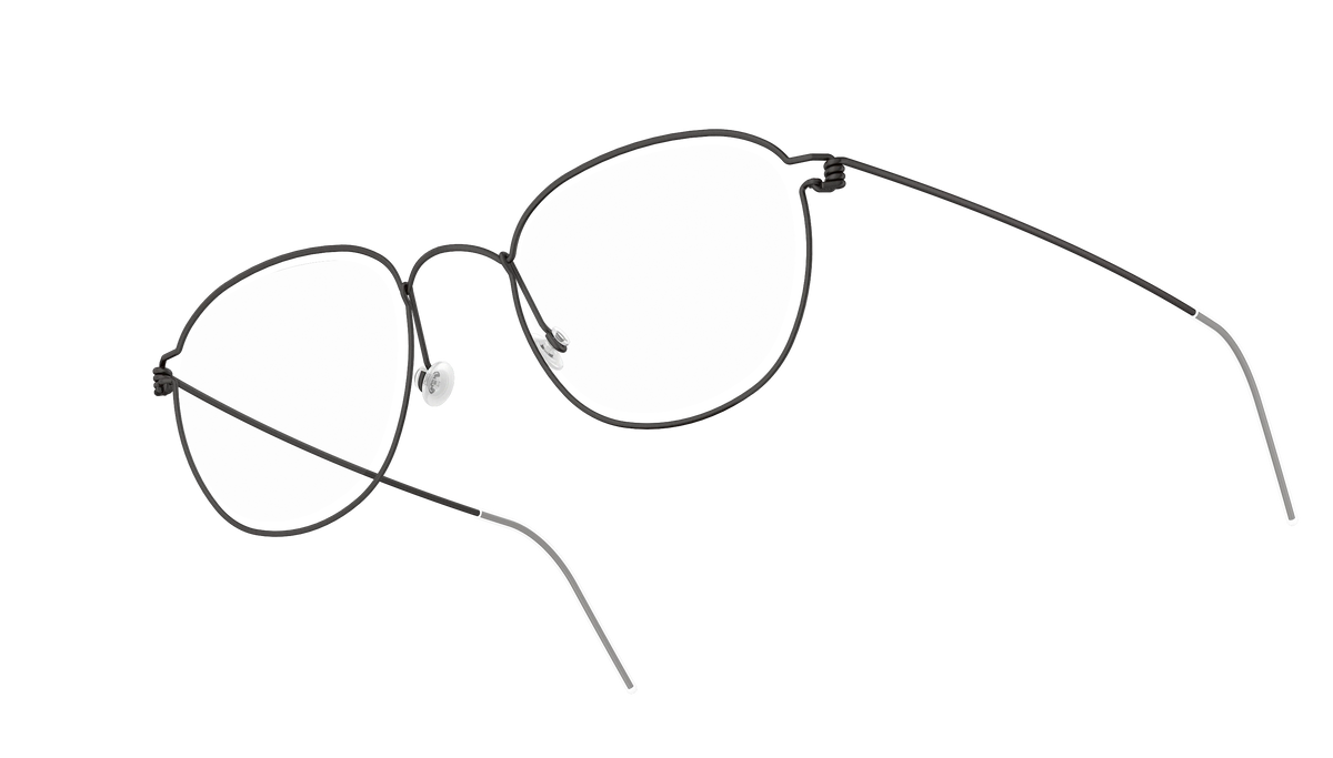 LINDBERG Air Titanium Rim Max — Black — titanium eyeglasses — angled three-quarter view — official product render