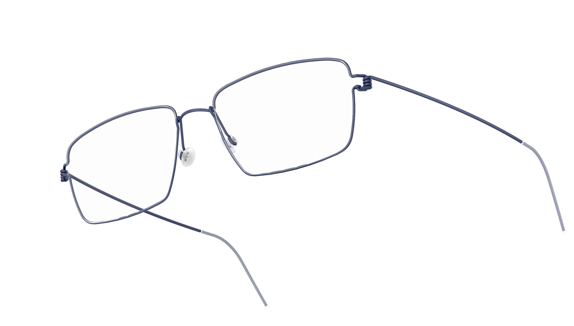 LINDBERG Air Titanium Rim Tim — Navy — titanium eyeglasses — angled three-quarter view — official product render