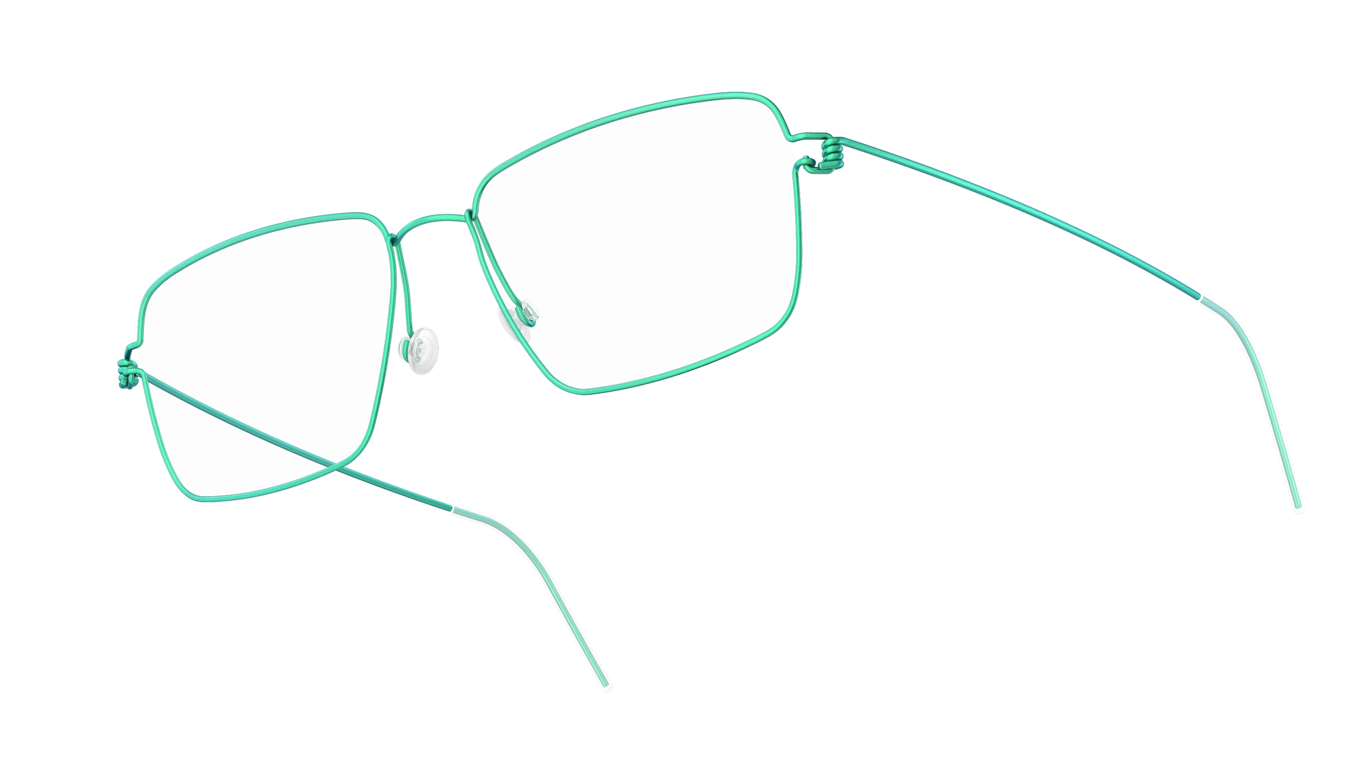 LINDBERG Air Titanium Rim Aaron — Teal — titanium eyeglasses — angled three-quarter view — official product render