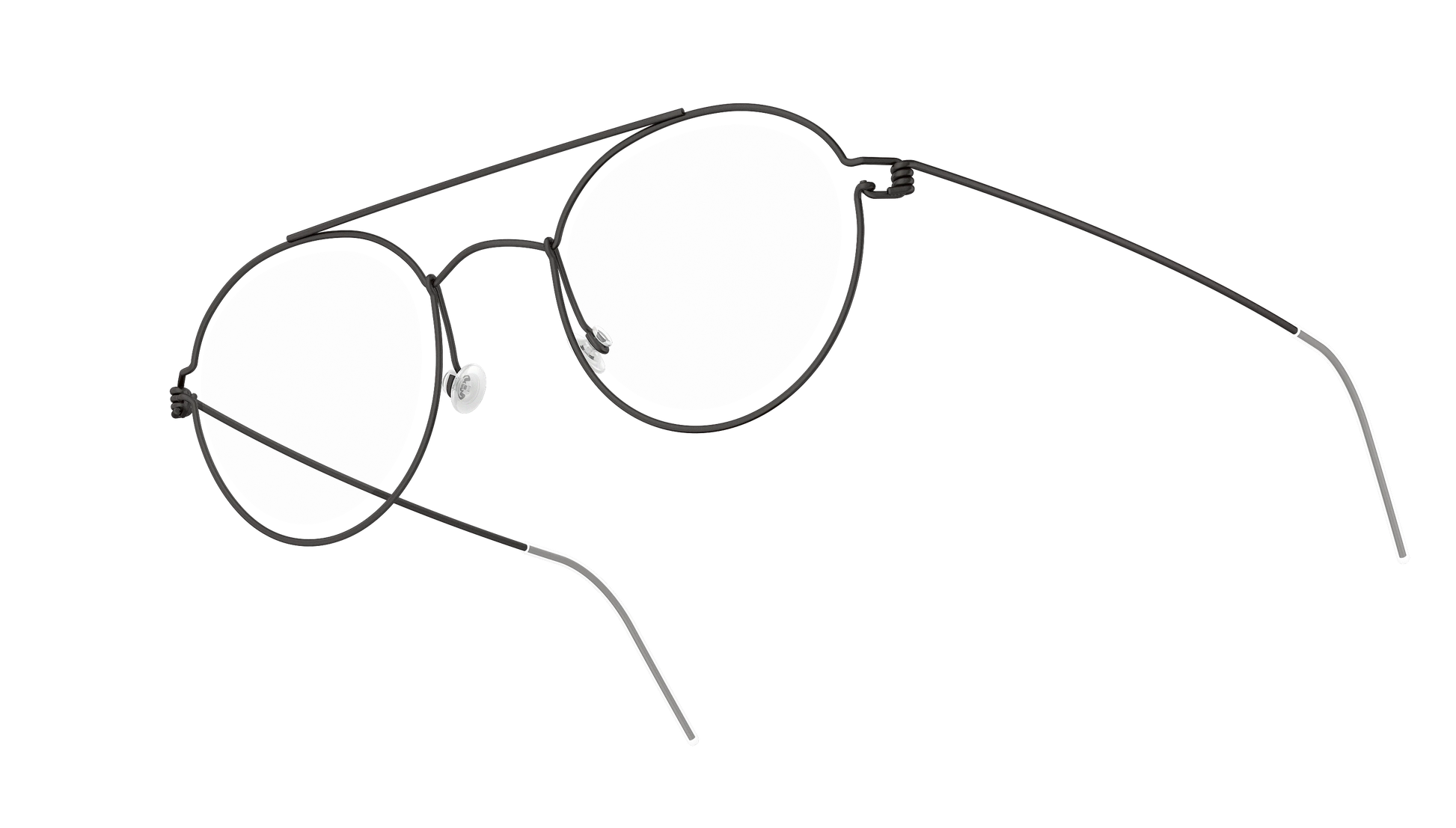 LINDBERG Air Titanium Rim Teitur — Black — titanium eyeglasses — angled three-quarter view — official product render