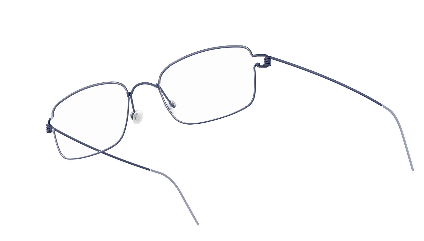 LINDBERG Air Titanium Rim Alvis — Navy — titanium eyeglasses — angled three-quarter view — official product render