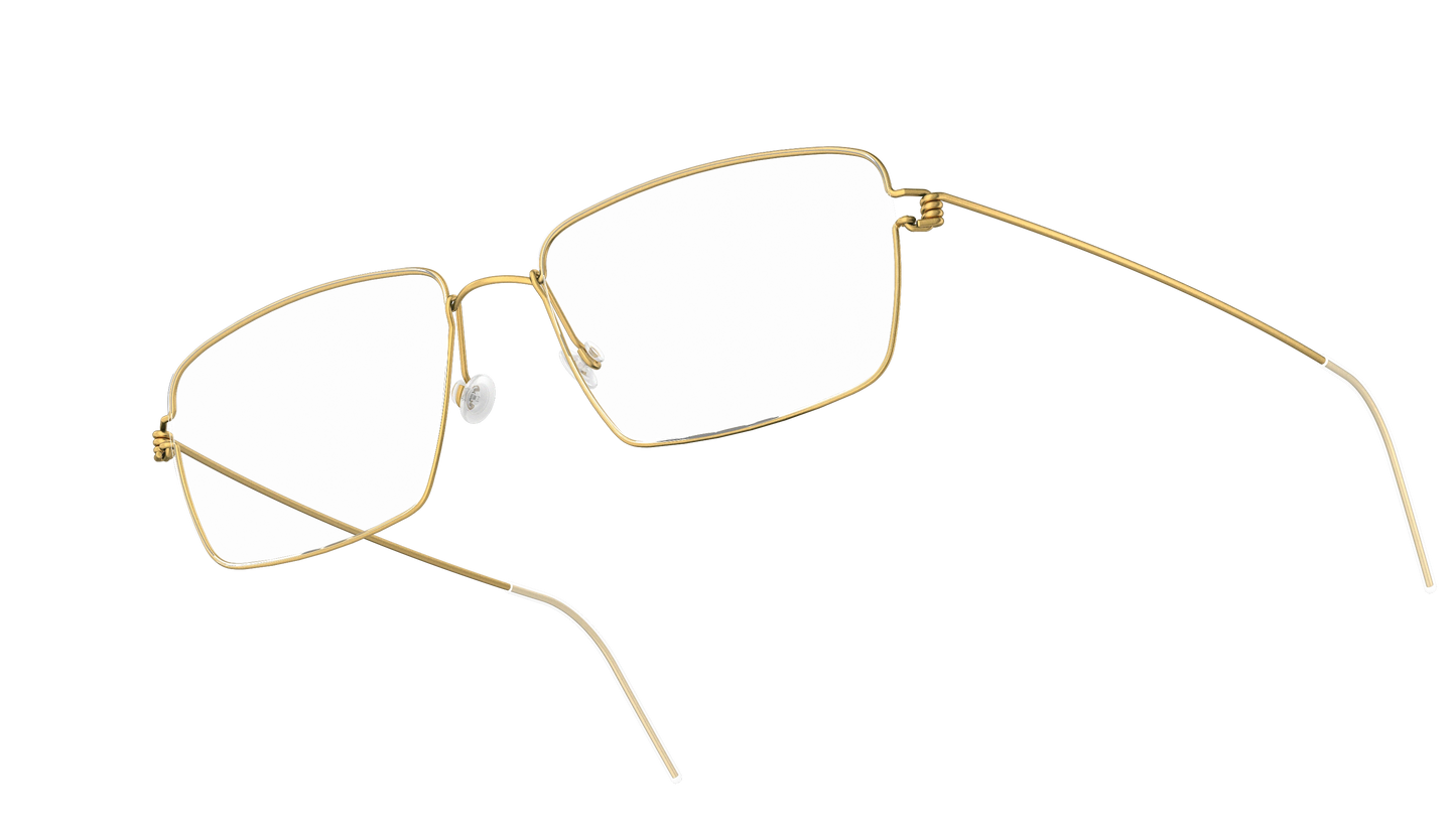 LINDBERG Air Titanium Rim Tim — Gold — titanium eyeglasses — angled three-quarter view — official product render