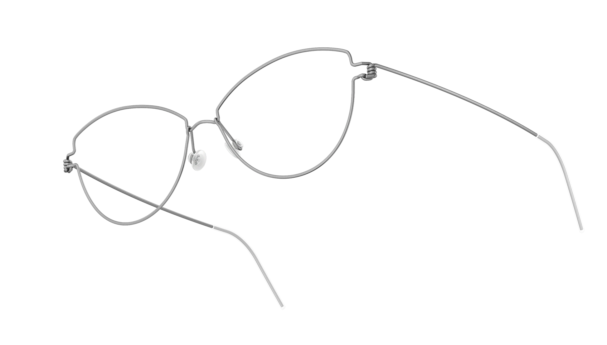 LINDBERG Air Titanium Rim Rachel — Silver — titanium eyeglasses — angled three-quarter view — official product render